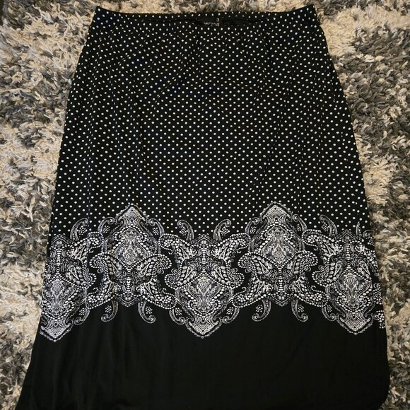 🖤 NWT Laura Plus Petites Polka Dot Paisley Maxi Skirt 2X - Picture 1 of 4